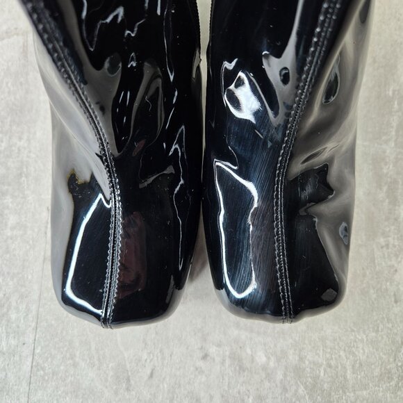 Steve Madden Platform Boots 10 Black Patent Y2k Chunky Block Heel Go Go Booties - Picture 10 of 11